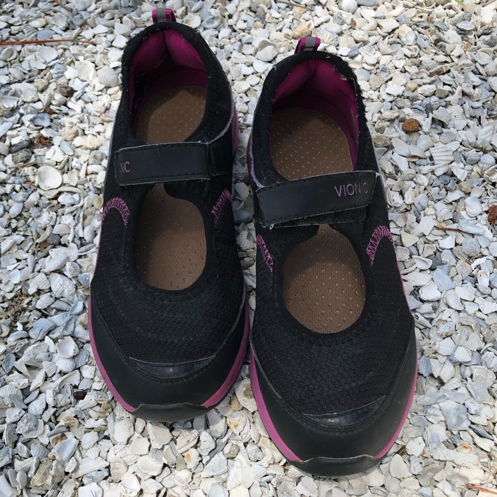 Vionic Action Sunset/9032 Women's Black/Pink Mary Jane Comfort Shoes  Size 6.5